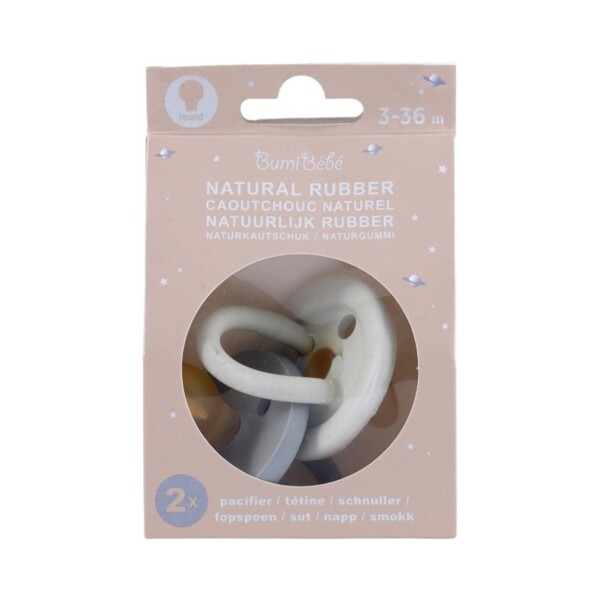 BumiBébé Natural Rubber Pacifier 3-36 Months - Dove Grey & Sage 2 Pack - Image 3