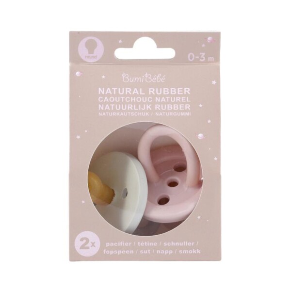 BumiBébé Natural Rubber Pacifier 0-3 Months - Rose & Sage 2 Pack - Image 3