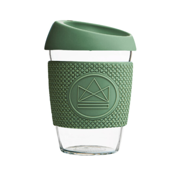 Happy Camper Green Glass Coffee Cup - 12oz