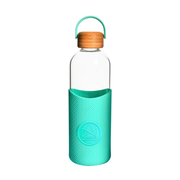 Glass Water Bottle 1L - Free Spirit Turquoise