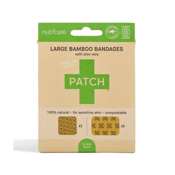 Aloe Vera Large Natural Bamboo Plasters - 10 Mix Pack