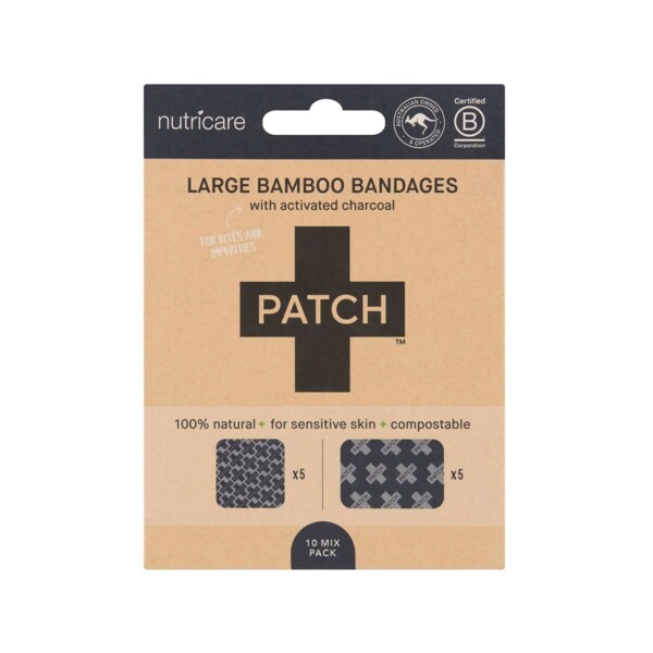 Activated Charcoal Large Natural Bamboo Plasters - 10 Mix Pack