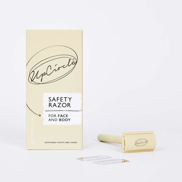 Double Edge Chrome Safety Razor with Stand - Beige