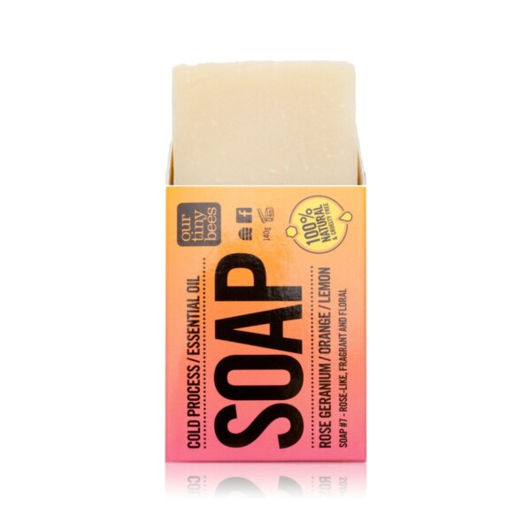 Natural Soap Bar - Rose Geranium, Orange & Lemon 140g