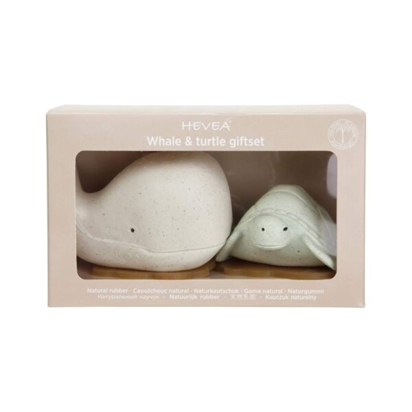 Whale & Turtle Bath Toy Gift Set - Frosty White & Sage - Image 3