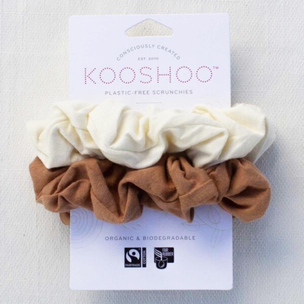 Cappuccino Organic Plastic-Free Hair Scrunchies - 2 Pack