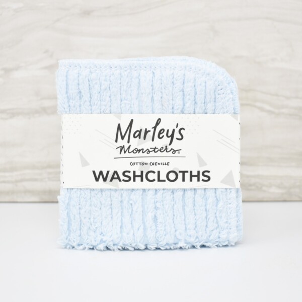 4 Cotton Chenille Washcloths - Sky Blue