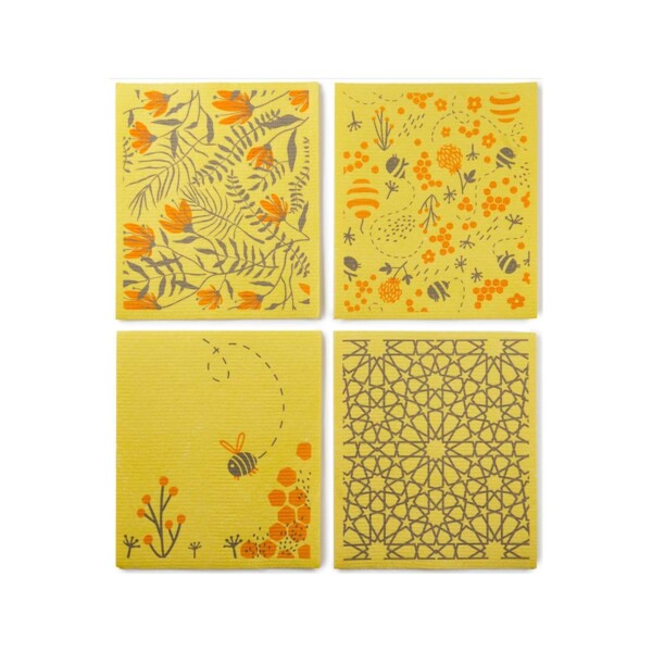 Jumbo Compostable Sponge Cleaning Cloths - Yellow - 4 Pack - Image 3