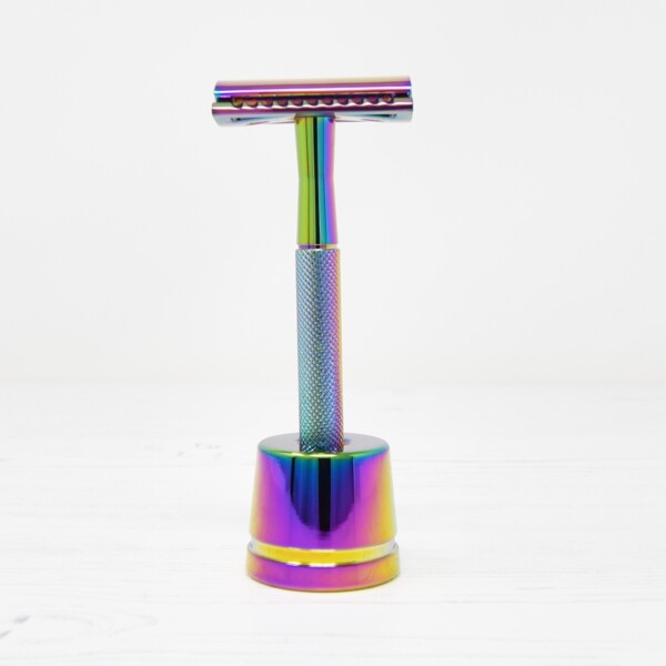 Double Edge Safety Razor with Stand - Rainbow