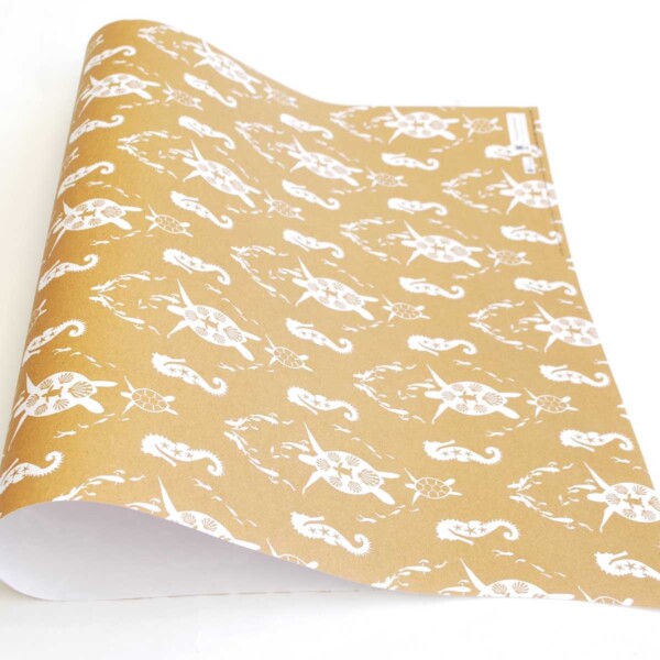 Recycled Wrapping Paper - Gold Turtle Ocean - Image 2