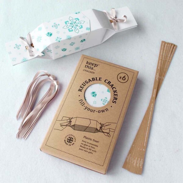 Reusable Eco Crackers Christmas White Jewel - 6 Pack