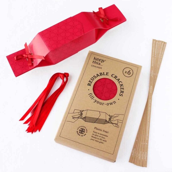 Reusable Eco Crackers Christmas Red - 6 Pack