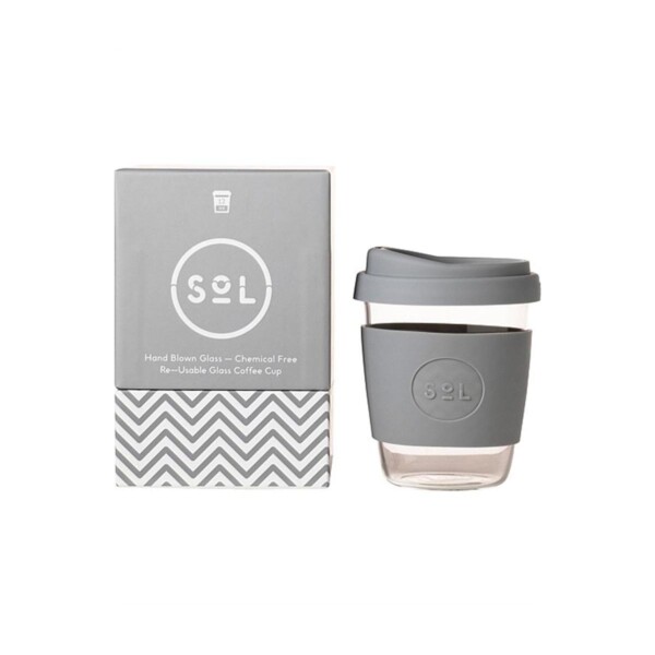 Cool Grey Glass Coffee Cup - 12oz - Image 2