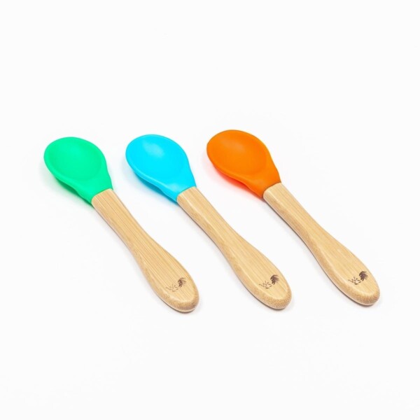 Bamboo Weaning Spoons - Blue/Green/Orange - Image 2