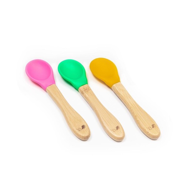 Bamboo Weaning Spoons - Pink/Green/Yellow - Image 2