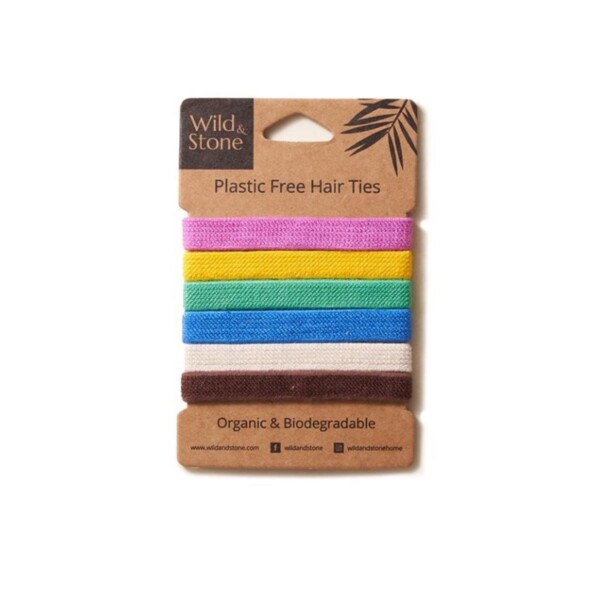 6 Pack Plastic Free Hair Ties - Colour