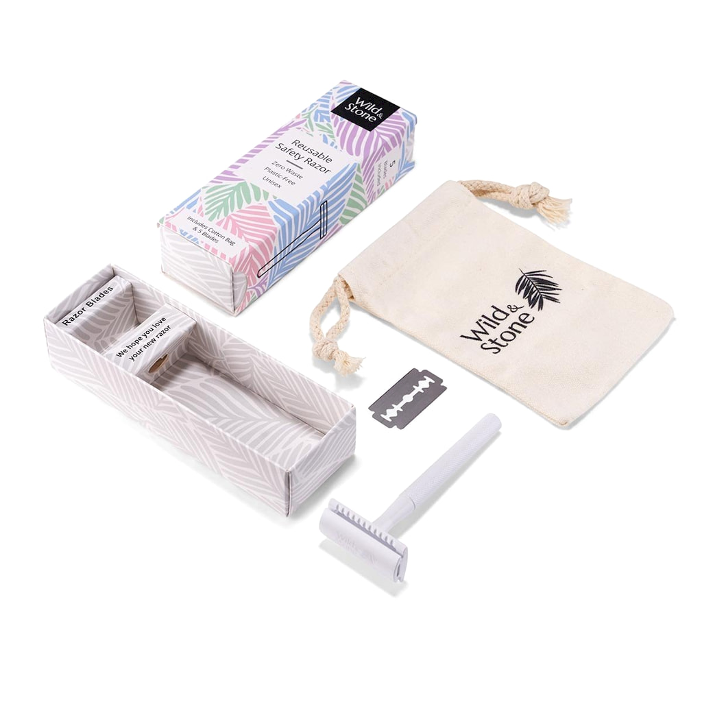 White Lable Razor Reusable Safety Razor With Stand - White - Peace With The Wild