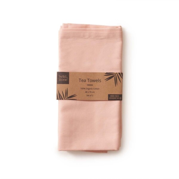 Organic Cotton Tea Towel 2 Pack - Rose