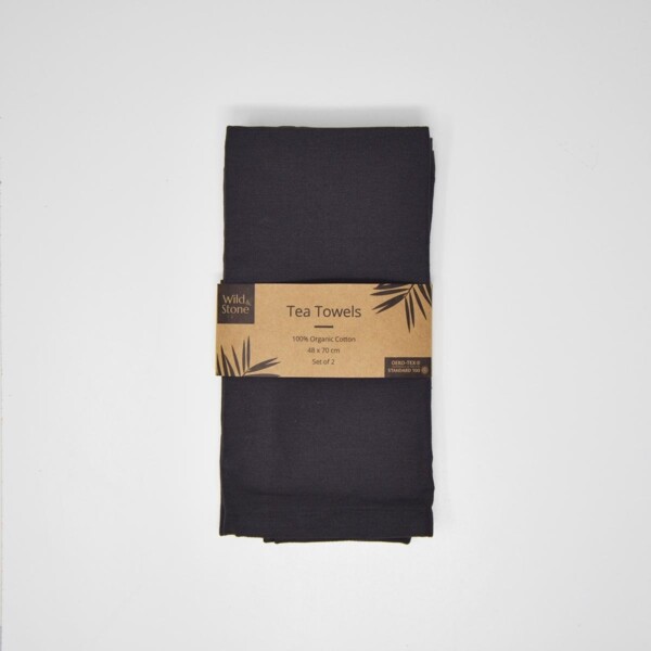 Organic Cotton Tea Towel 2 Pack - Slate Grey