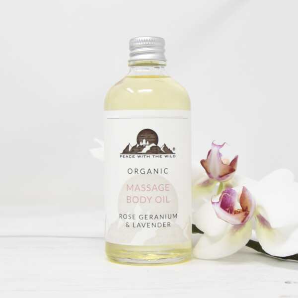 Organic Massage Body Oil - Rose Geranium & Lavender