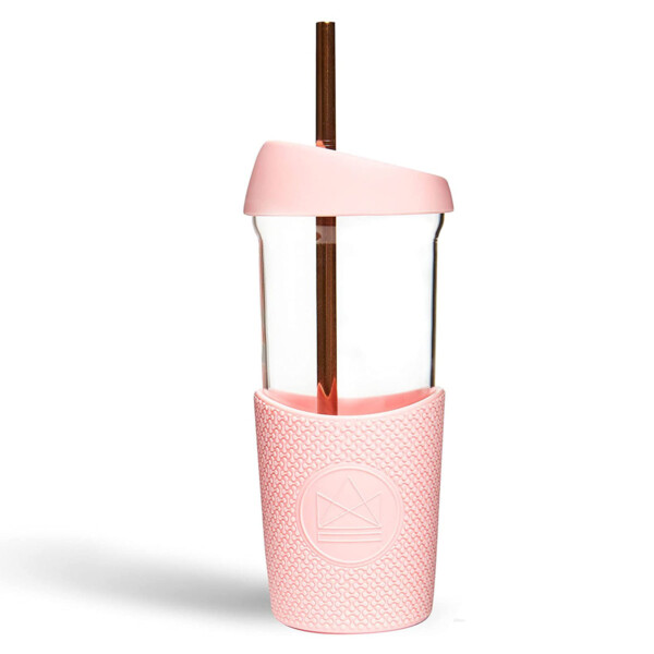 Glass Smoothie Cup - Pink Flamingo