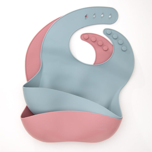 Baby Bibs 2 Pack - Mulberry & Blue