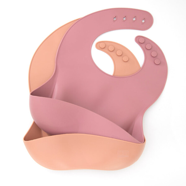 Baby Bibs 2 Pack - Blush & Mulberry