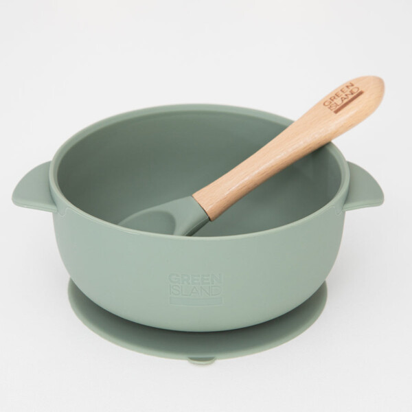 Baby Bowl & Spoon - Green - Image 2