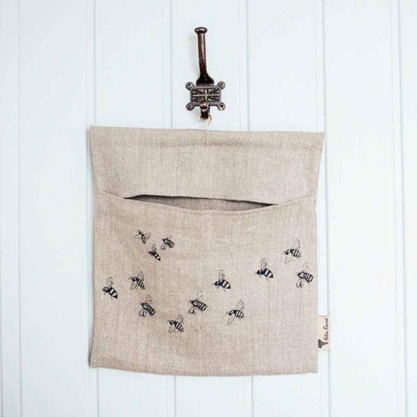 Pure Linen Peg Bag - Bees