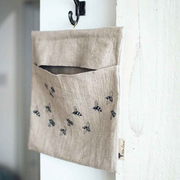 Pure Linen Peg Bag - Bees - Image 2