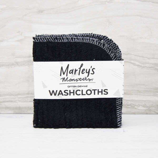 4 Cotton Chenille Washcloths - Black