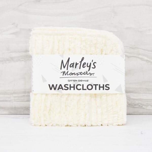 4 Cotton Chenille Washcloths - Natural