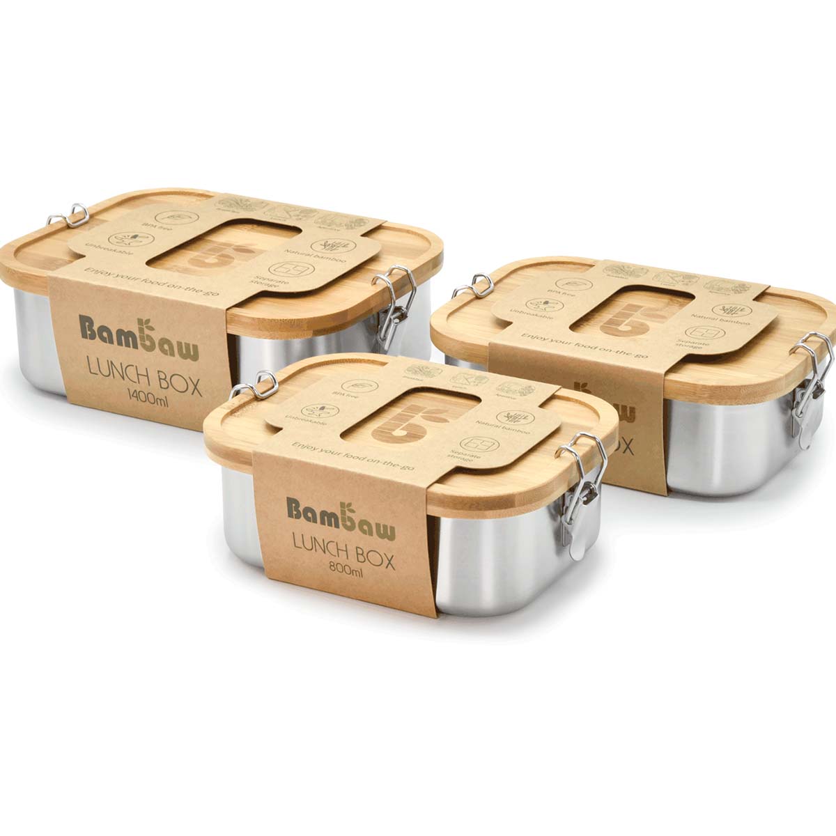 Stainless Steel Lunch Box with Bamboo Lid - Peace With The Wild