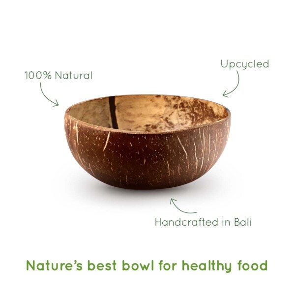 Coconut Bowls With Wooden Spoon & Fork - Image 3