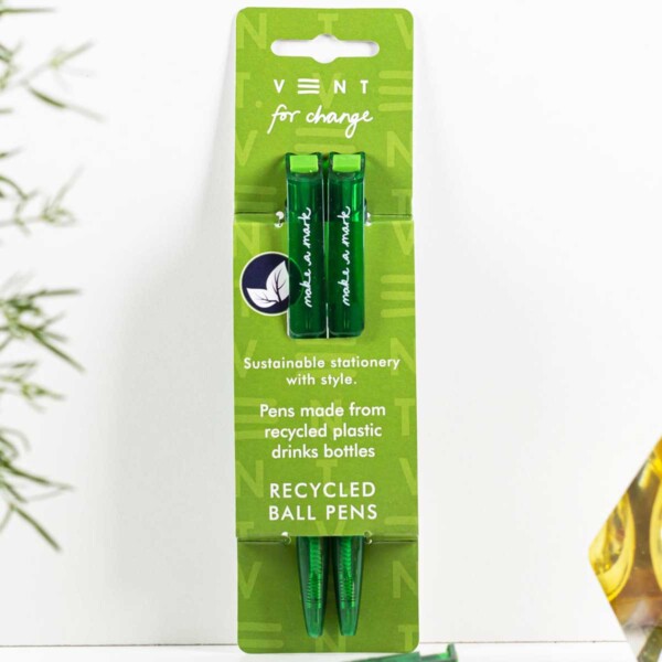 Recycled Drinks Bottle Pens x 2 - Green