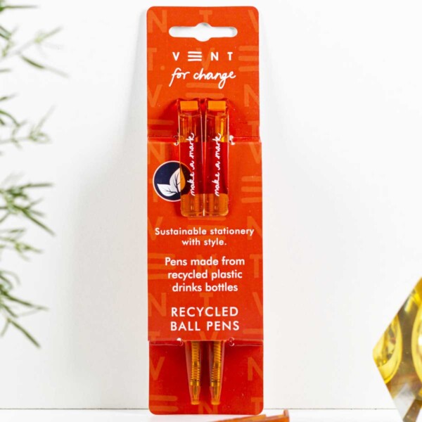 Recycled Drinks Bottle Pens x 2 - Orange