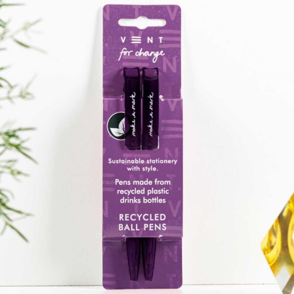 Recycled Drinks Bottle Pens x 2 - Purple