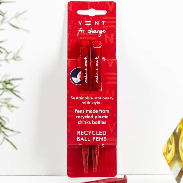 Recycled Drinks Bottle Pens x 2 - Red