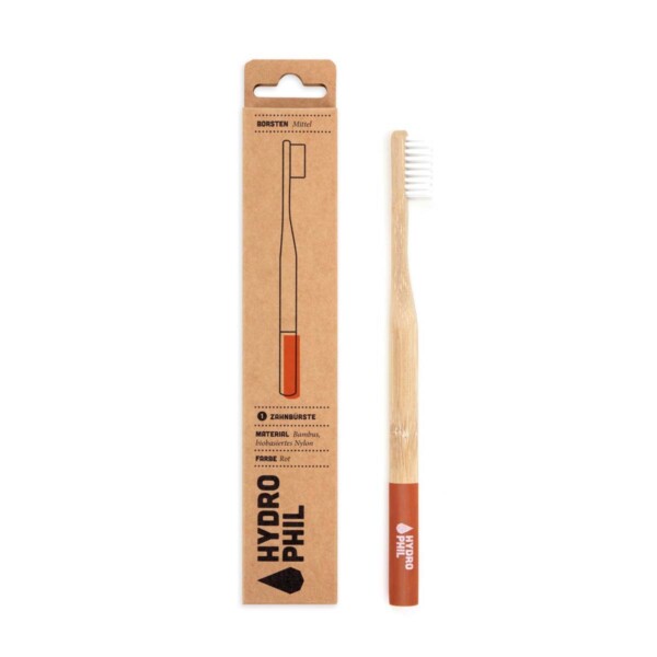 Bamboo Toothbrush With Medium Bristles - Red