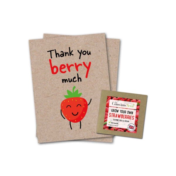 Thank You Berry Much Greeting Card With Strawberry Seeds