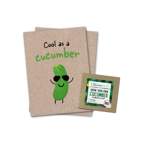 Cool As A Cucumber Greeting Card With Cucumber Seeds