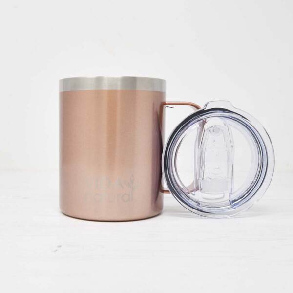Stainless Steel Insulated Travel Mug - Rose Gold - Image 2