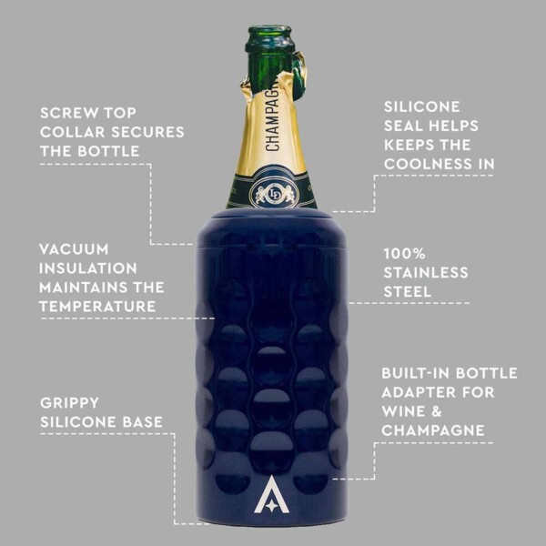 Wine & Champagne Bottle Cooler With Lid - Blue - Image 3