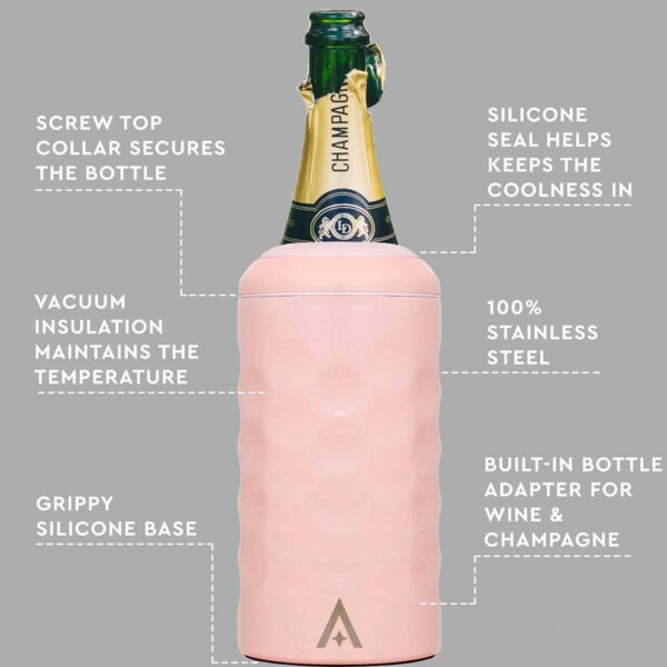 Wine & Champagne Bottle Cooler With Lid - Pink - Image 3