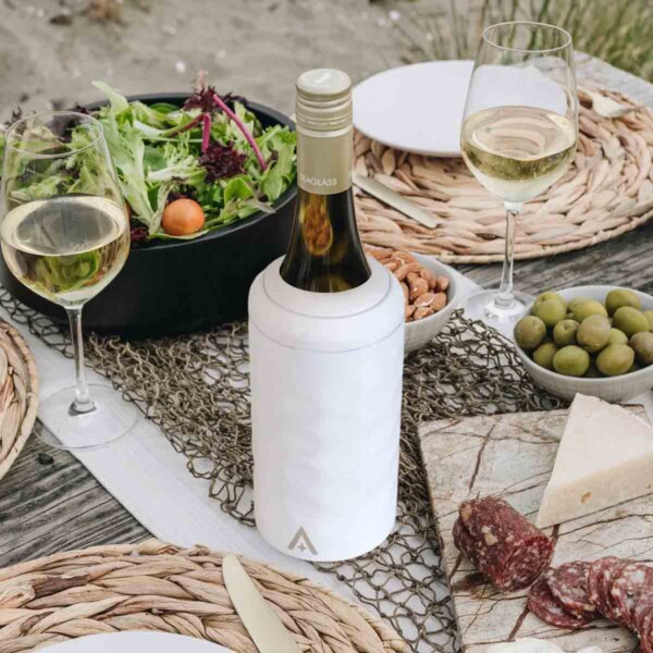 Wine & Champagne Bottle Cooler With Lid - White - Image 2