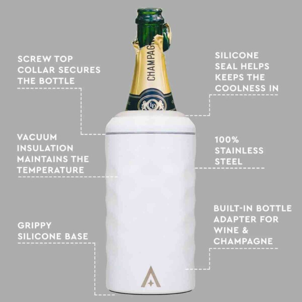 Wine & Champagne Bottle Cooler With Lid - White - Image 3