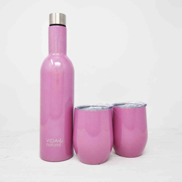Stainless Steel Bottle & Tumbler Set - Dusky Pink Sparkle