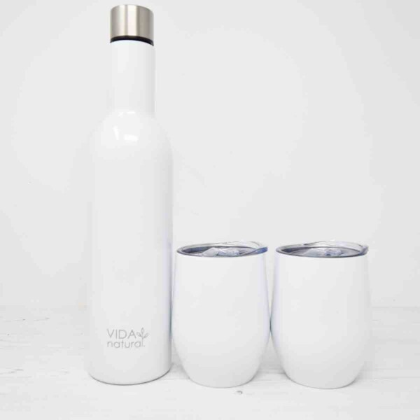 Stainless Steel Bottle & Tumbler Set - White Sparkle