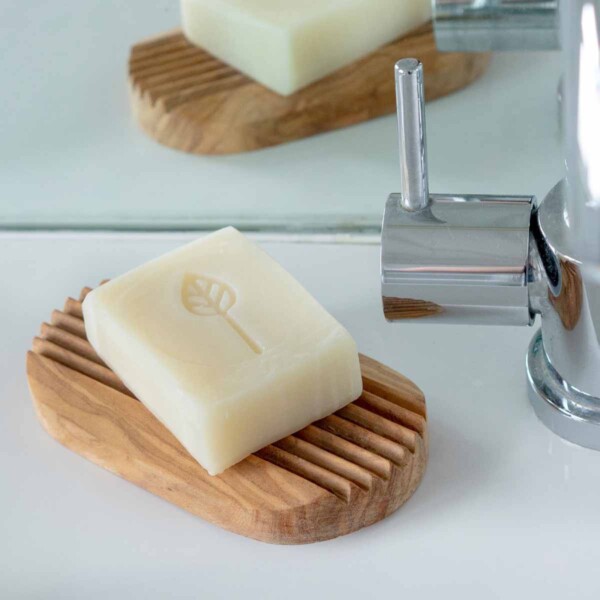 Olive Wood Soap Dish - Oval with Grooves - Image 2