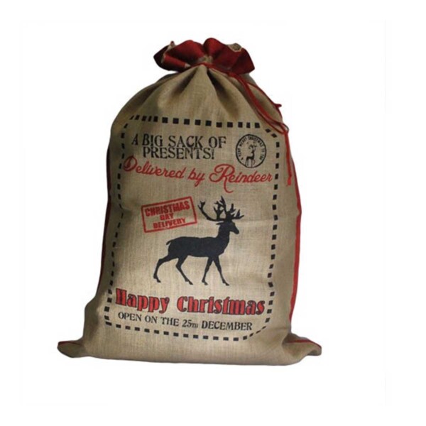 Jute Gift Sack - Delivered By Reindeer